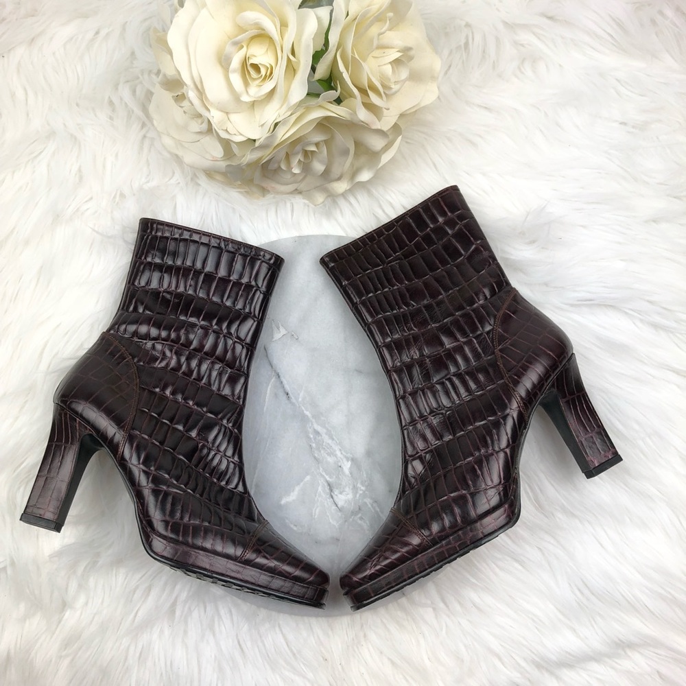 Maroon Crocodile Printed Booties